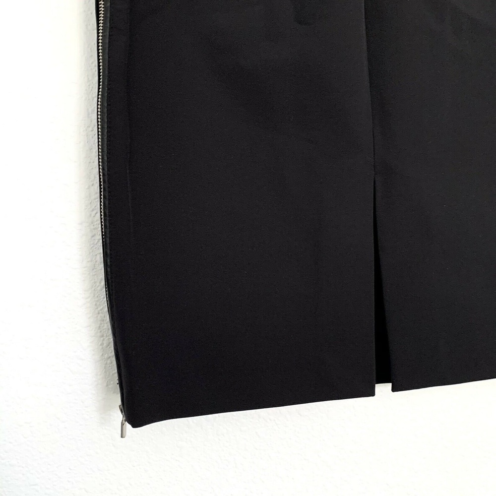 Zara Black Side Zip Leather Trim Pencil Skirt - Picture 10 of 10